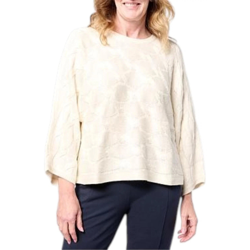WynneLayers Women's Shimmery Cable Sweater Cream - Regular